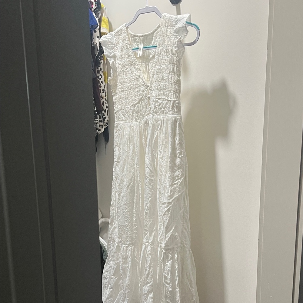 Anthropologie White Textured Dress